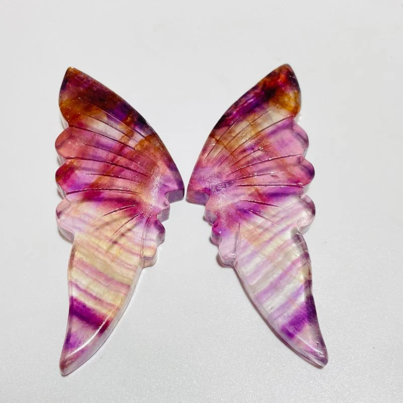 42 Pairs Rainbow Fluorite Butterfly Carving (A2BTF) - Image 5