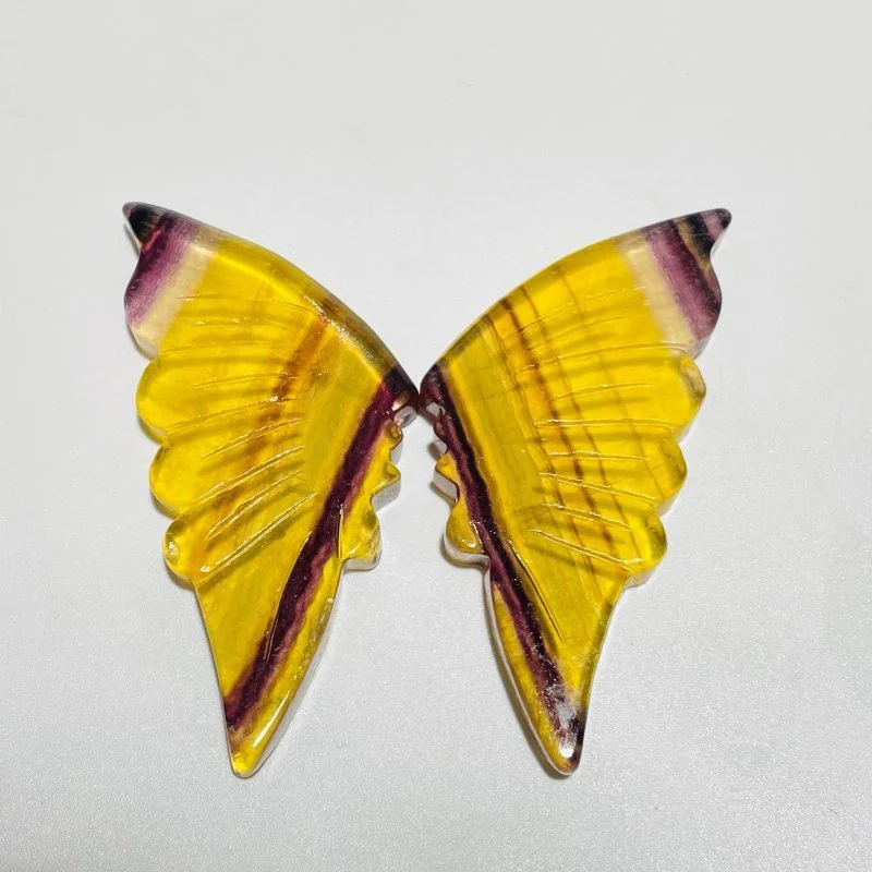 42 Pairs Rainbow Fluorite Butterfly Carving (A2BTF) - Image 6