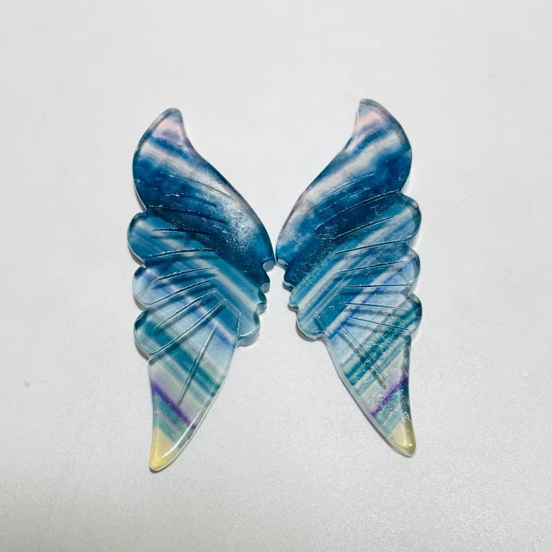 42 Pairs Rainbow Fluorite Butterfly Carving (A2BTF) - Image 8
