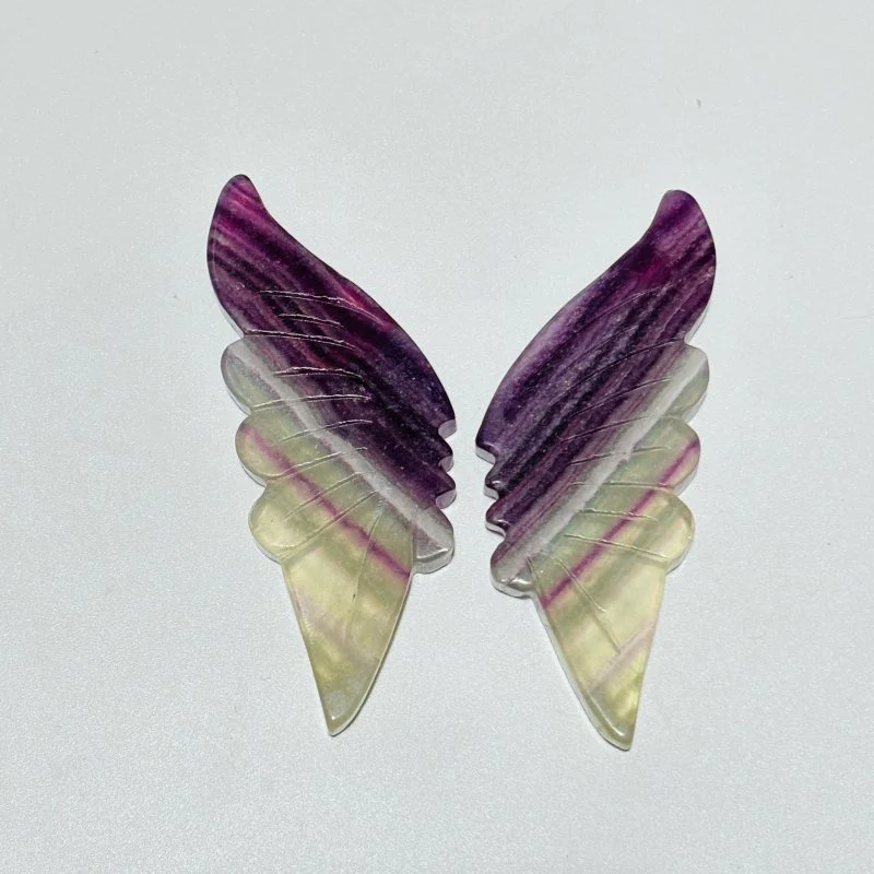 30 Pairs Rainbow Fluorite Butterfly Carving (A3BTF) - Image 2