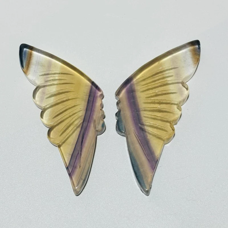 30 Pairs Rainbow Fluorite Butterfly Carving (A3BTF) - Image 3