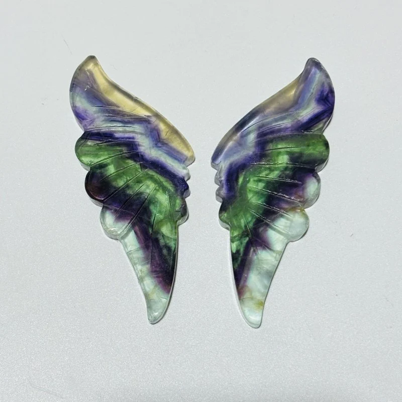30 Pairs Rainbow Fluorite Butterfly Carving (A3BTF) - Image 6