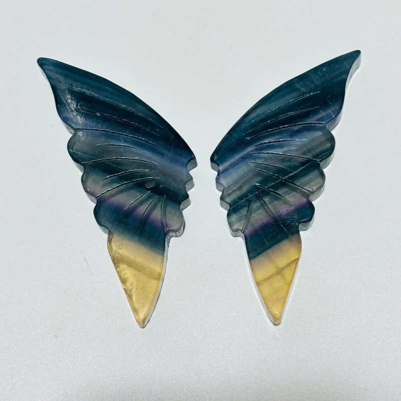 30 Pairs Rainbow Fluorite Butterfly Carving (A3BTF) - Image 8
