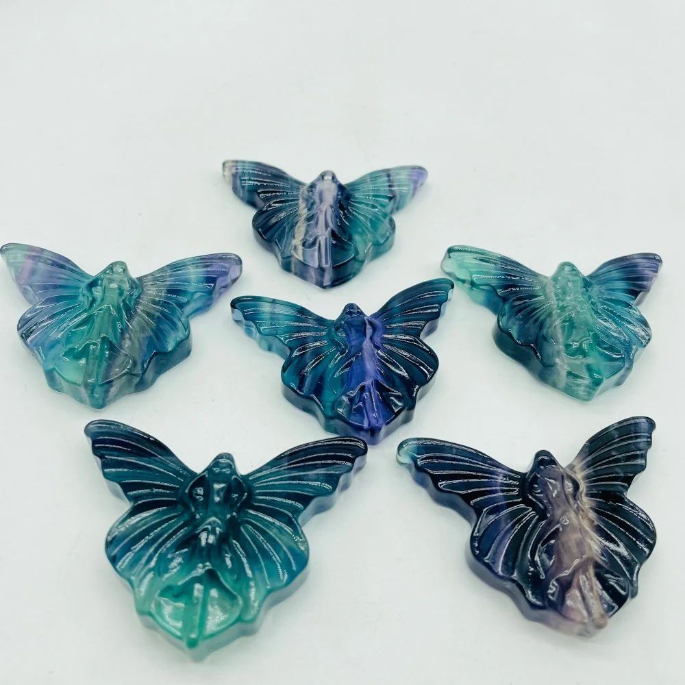 Rainbow Fluorite Butterfly Fairy Carving Crystal Wholesale - Image 3