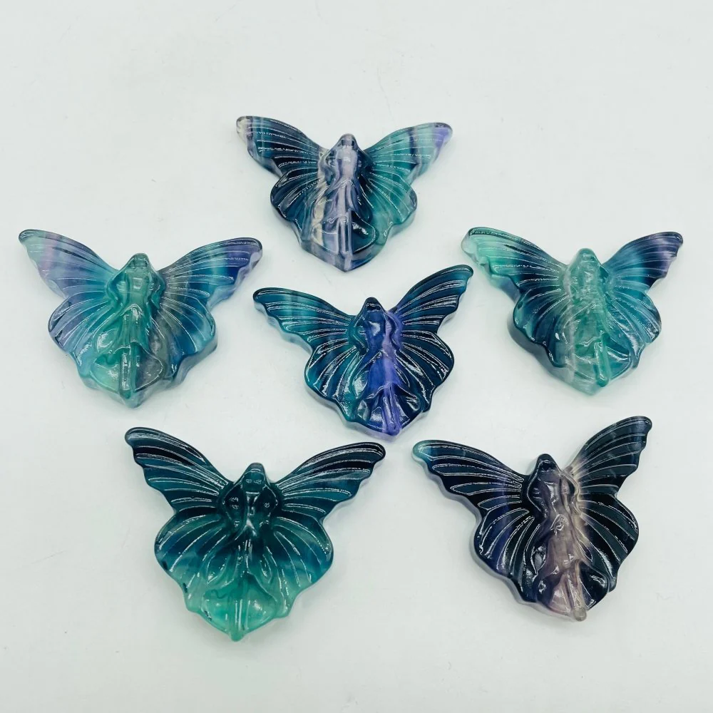 Rainbow Fluorite Butterfly Fairy Carving Crystal Wholesale - Image 4