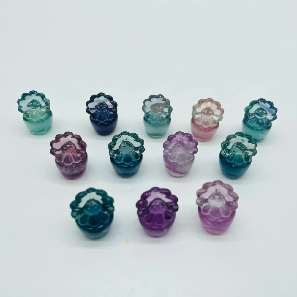 Rainbow Fluorite Carving Sun Flower Pot Wholesale - Image 3