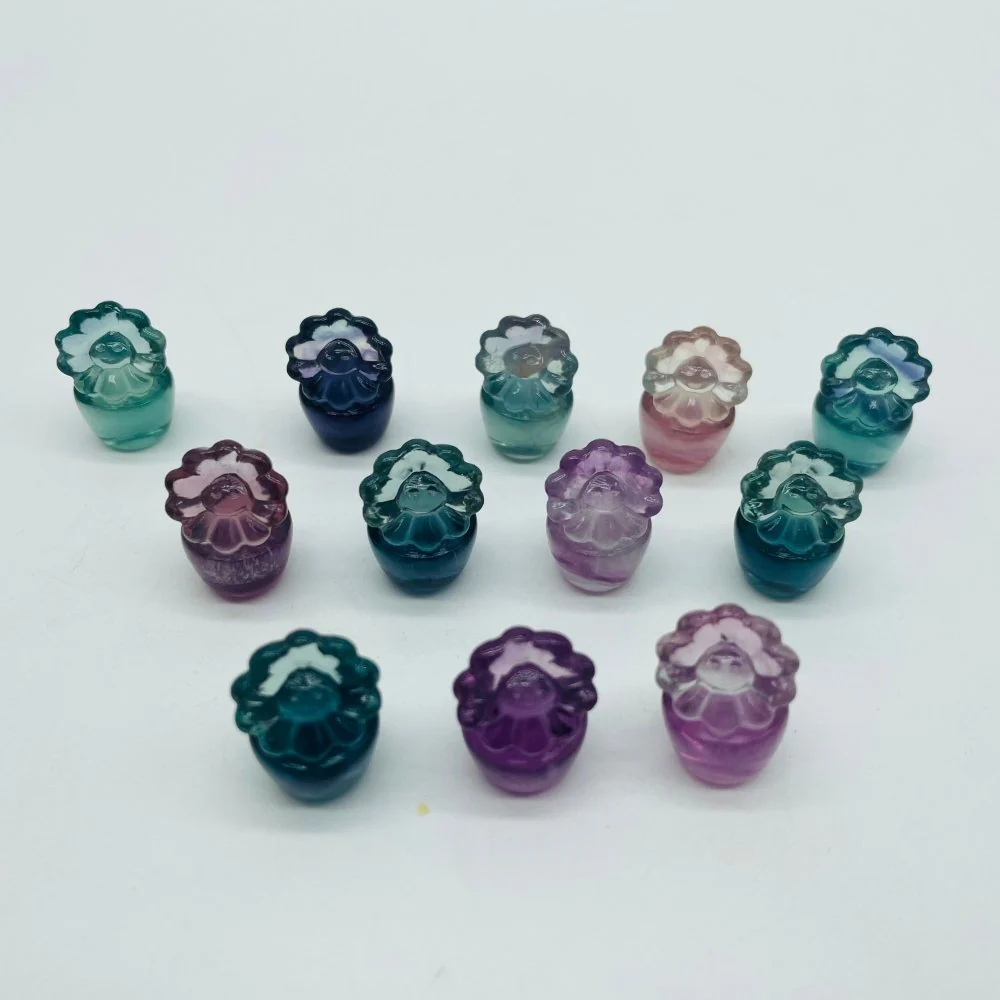 Rainbow Fluorite Carving Sun Flower Pot Wholesale - Image 4