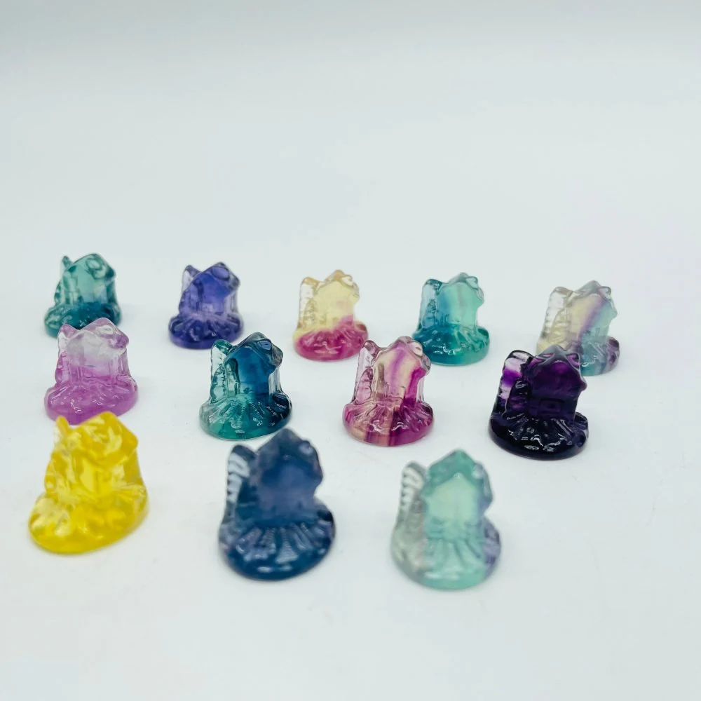 Mini Rainbow Fluorite Castle Carving Wholesale - Image 4