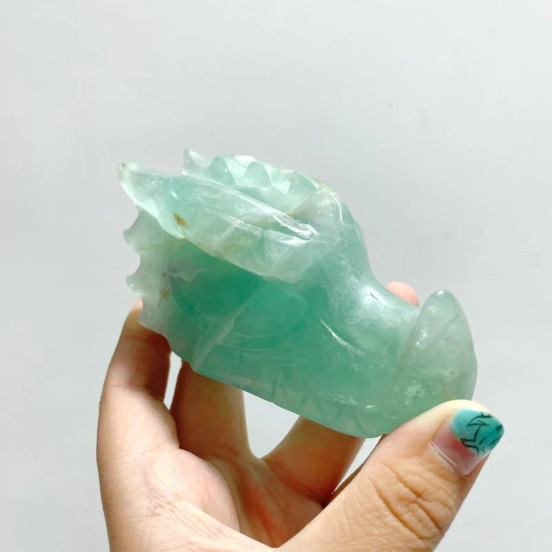 20 Pieces Rainbow Fluorite Dragon Head Carving - Image 2