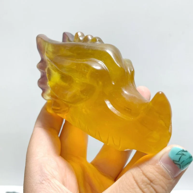20 Pieces Rainbow Fluorite Dragon Head Carving - Image 3