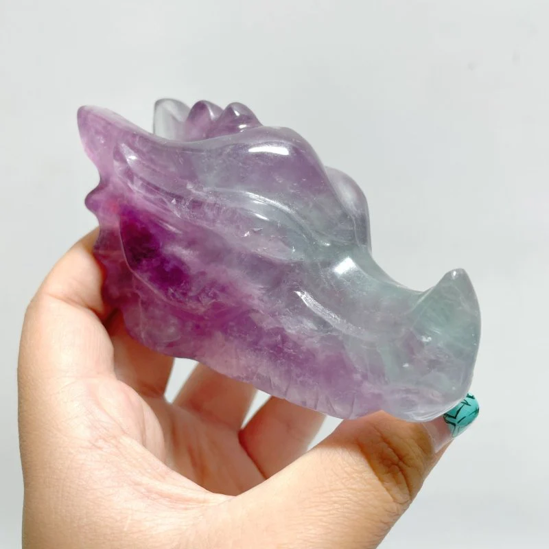 20 Pieces Rainbow Fluorite Dragon Head Carving - Image 4