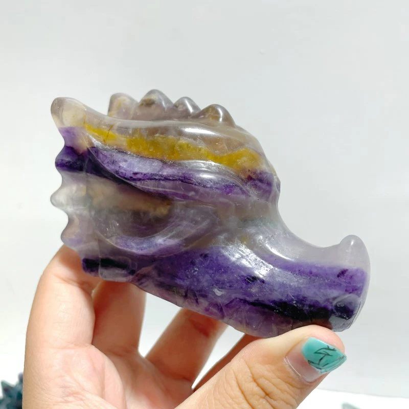 20 Pieces Rainbow Fluorite Dragon Head Carving - Image 7