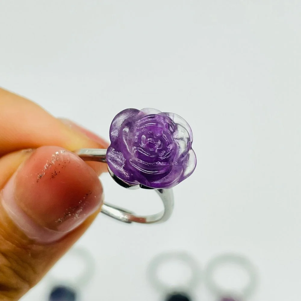 Rainbow Fluorite Flower Ring Wholesale - Image 2