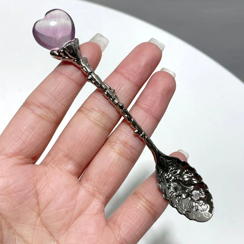 Rainbow Fluorite Heart Silver Coffee Spoon Wholesale - Image 3
