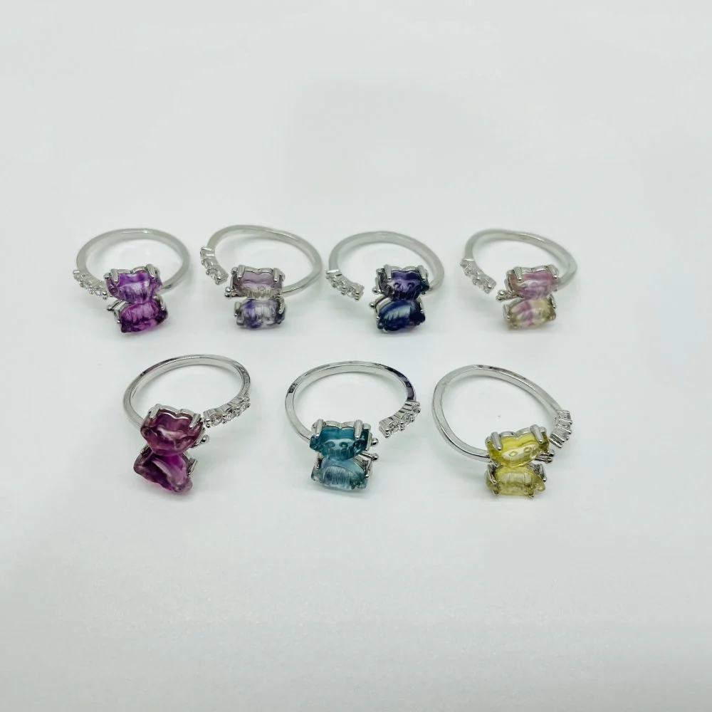 Rainbow Fluorite Mini Butterfly Ring Wholesale - Image 2