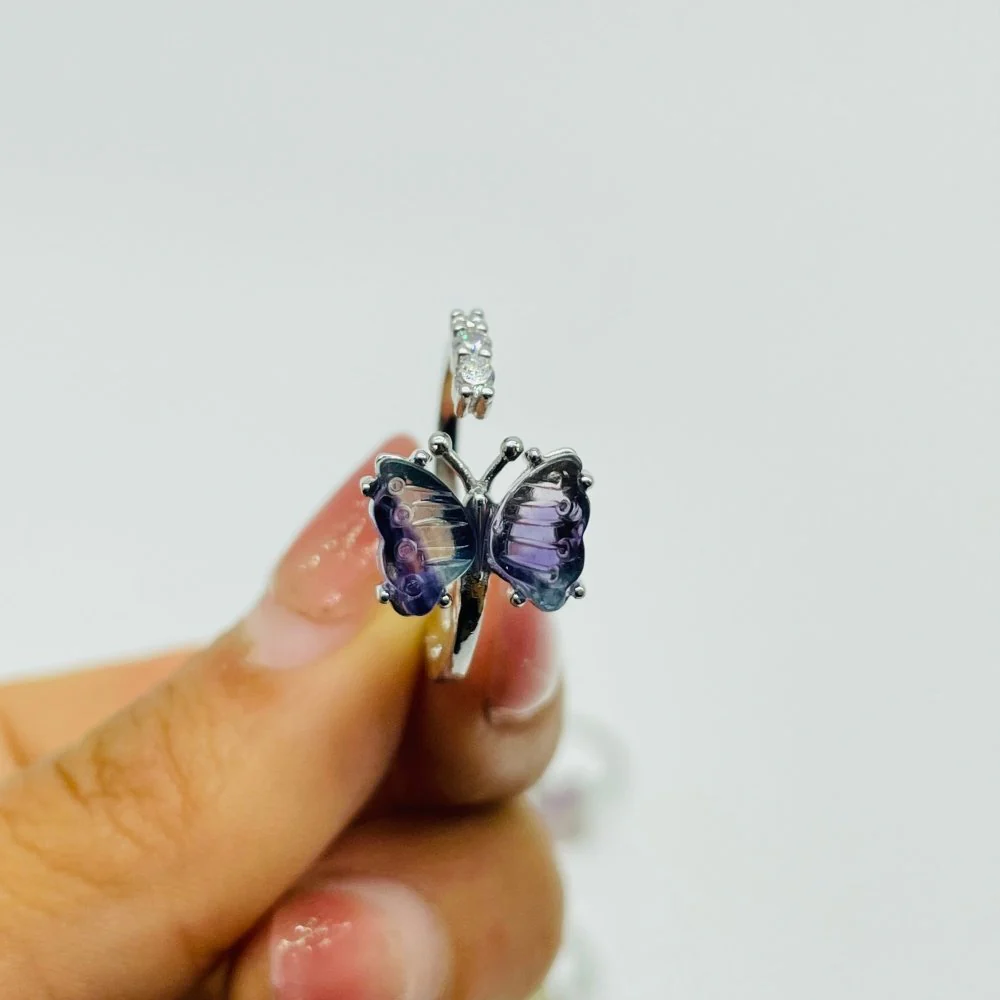Rainbow Fluorite Mini Butterfly Ring Wholesale - Image 3