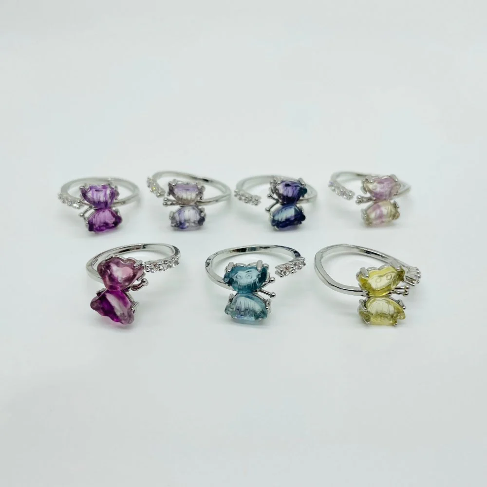 Rainbow Fluorite Mini Butterfly Ring Wholesale - Image 4
