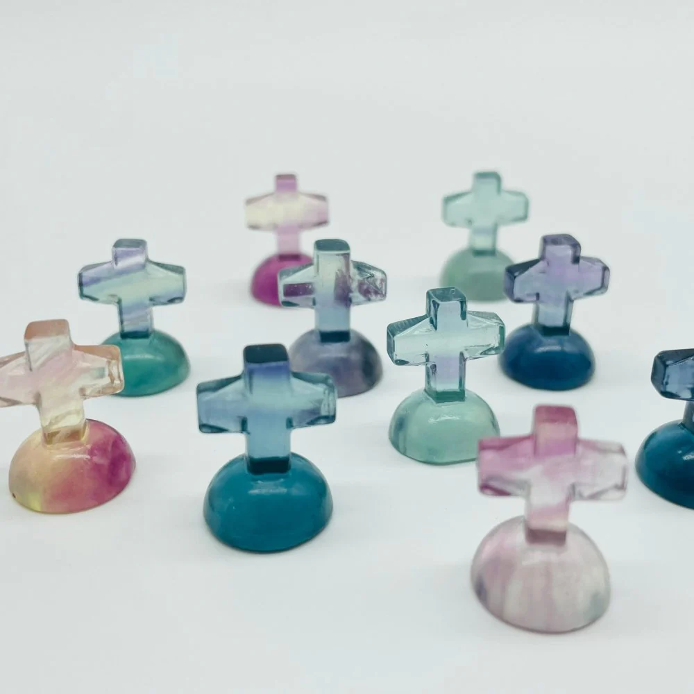 Fluorite Mini Halloween Cross Tombstone Carving Wholesale - Image 2