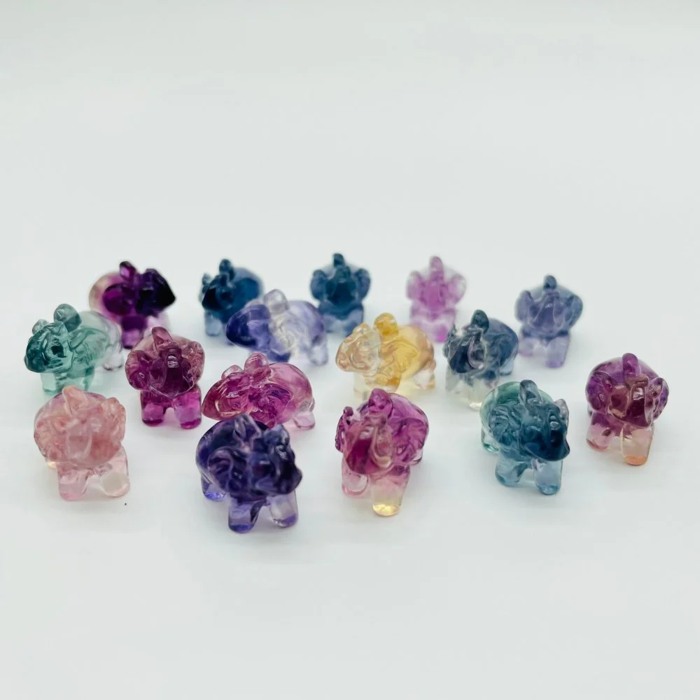 Rainbow Fluorite Mini Elephant Carving Wholesale - Image 2