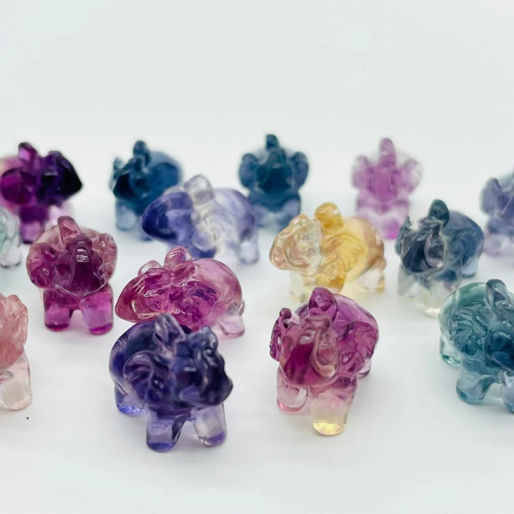 Rainbow Fluorite Mini Elephant Carving Wholesale - Image 3