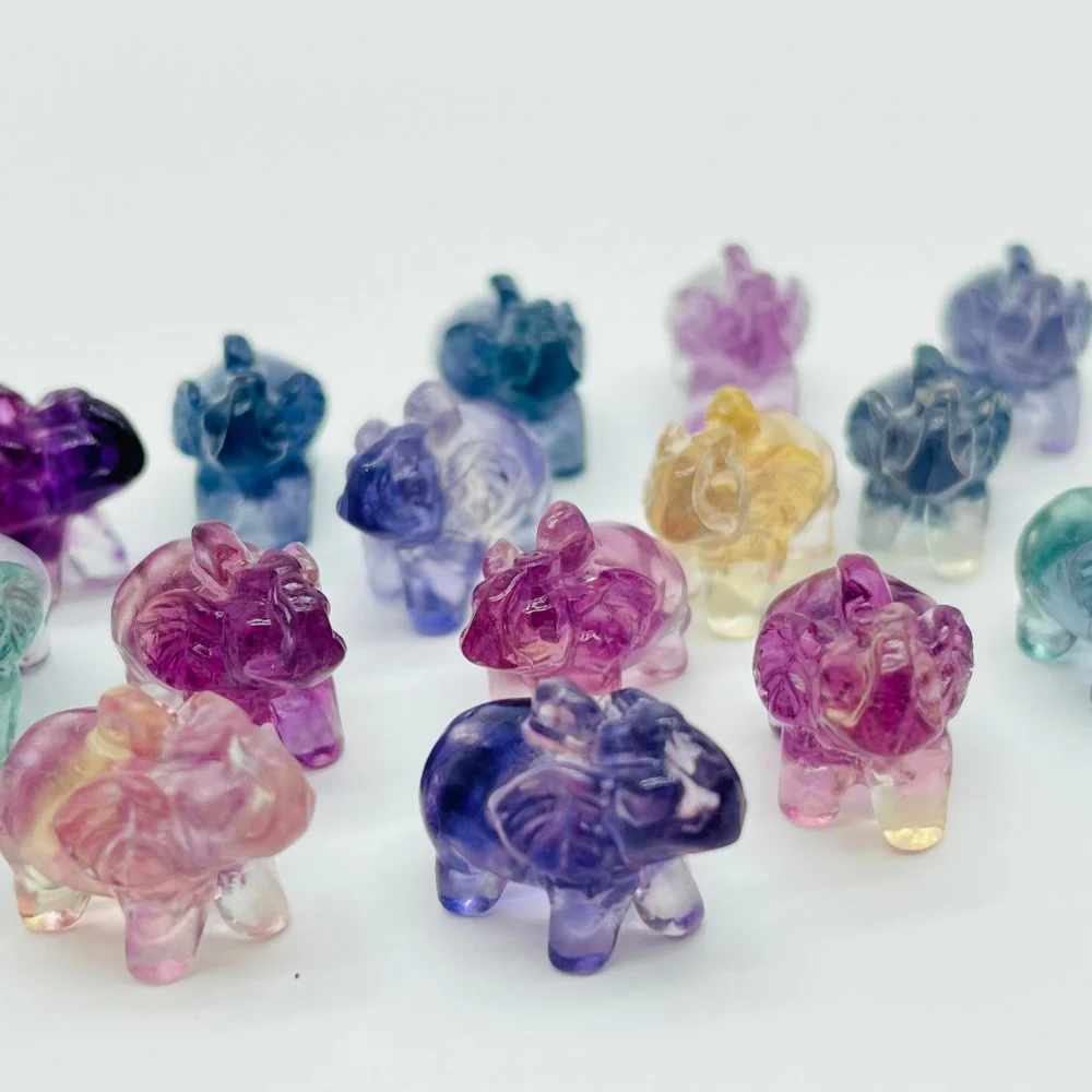 Rainbow Fluorite Mini Elephant Carving Wholesale - Image 4