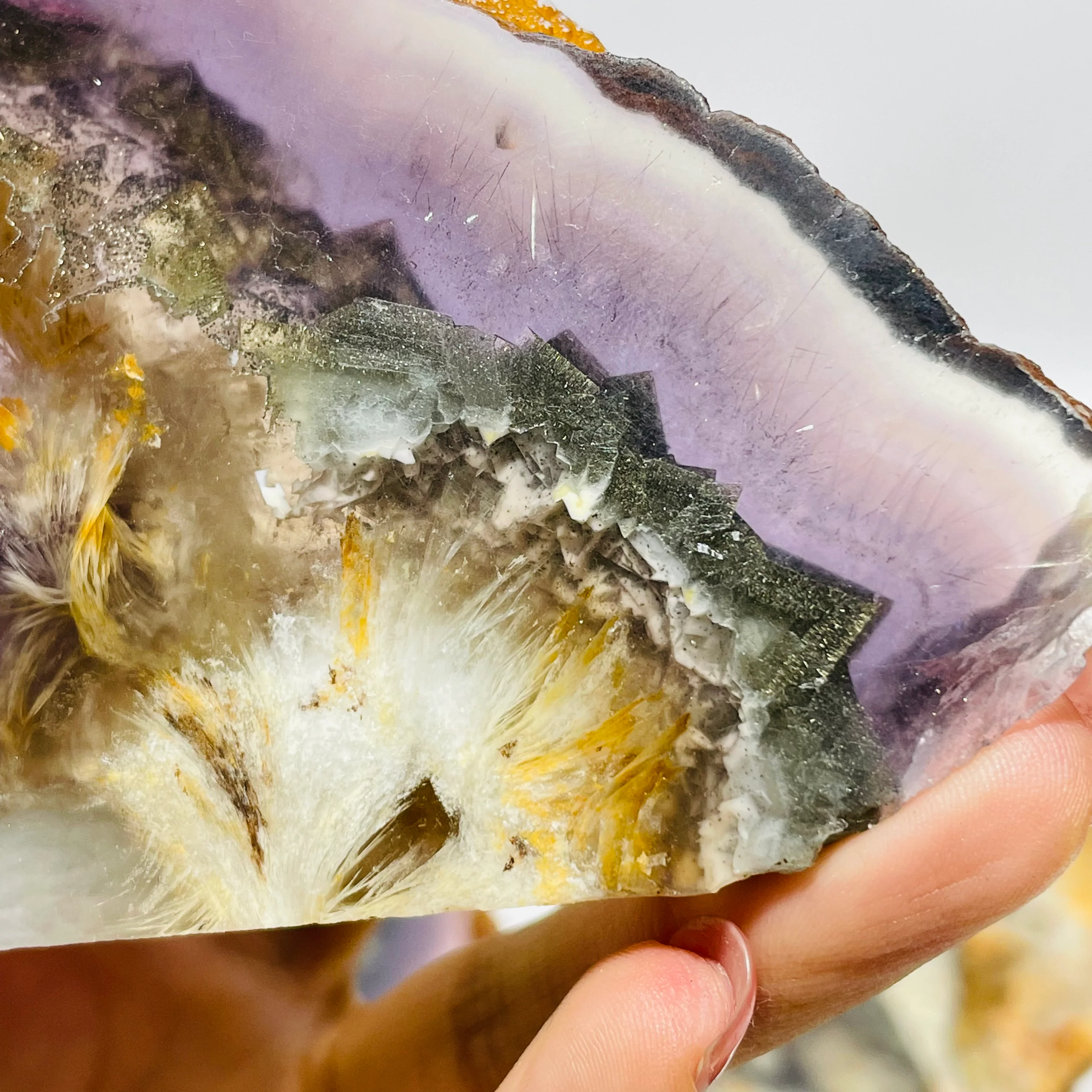 Rainbow Fluorite Mixed Cube Pyrite Spark Acicular Pyrite Slab - Image 3