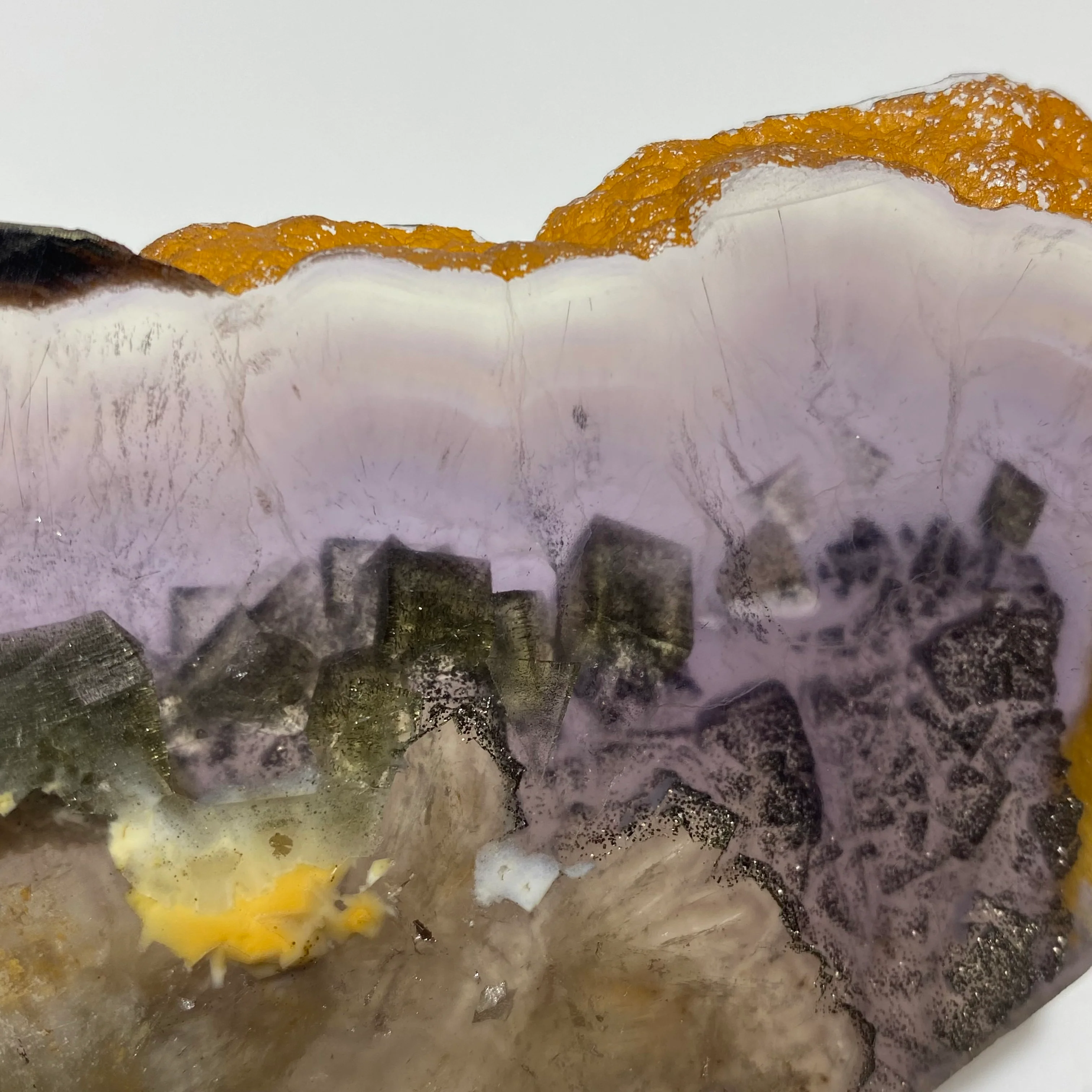 Rainbow Fluorite Mixed Cube Pyrite Spark Acicular Pyrite Slab - Image 4