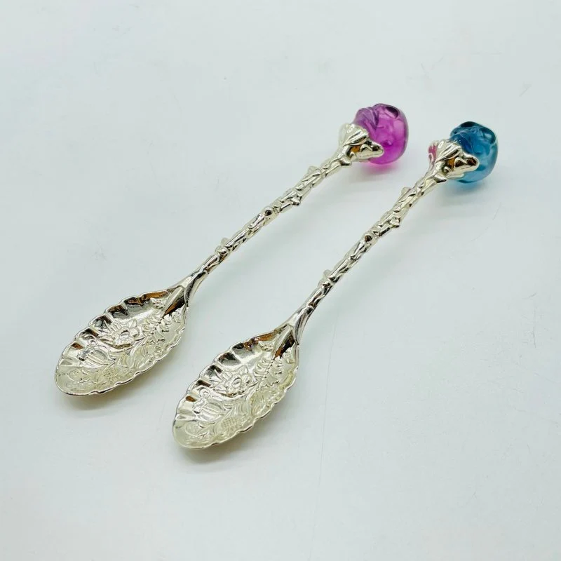Rainbow Fluorite Skull Coffee Spoon Carving Wholesale - Image 3
