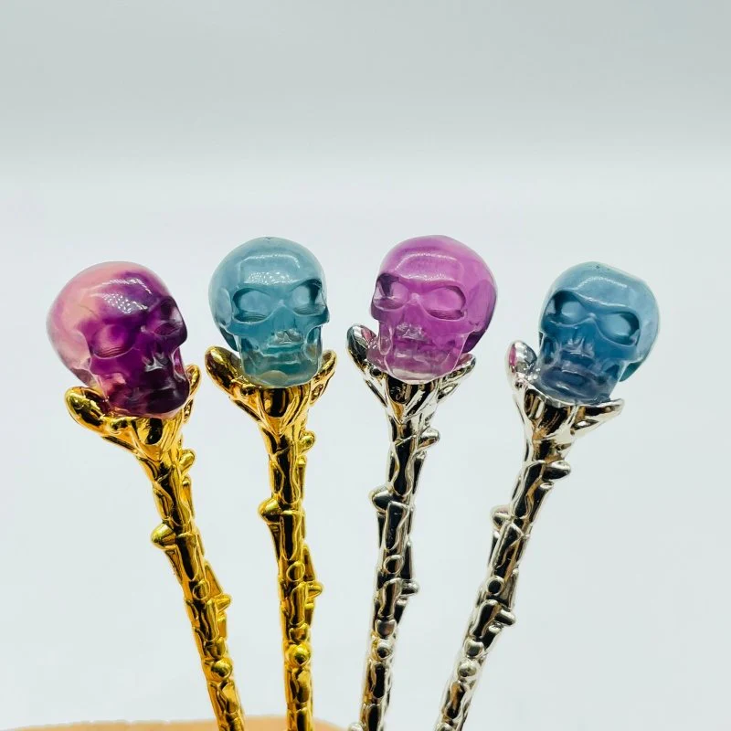 Rainbow Fluorite Skull Coffee Spoon Carving Wholesale - Image 4