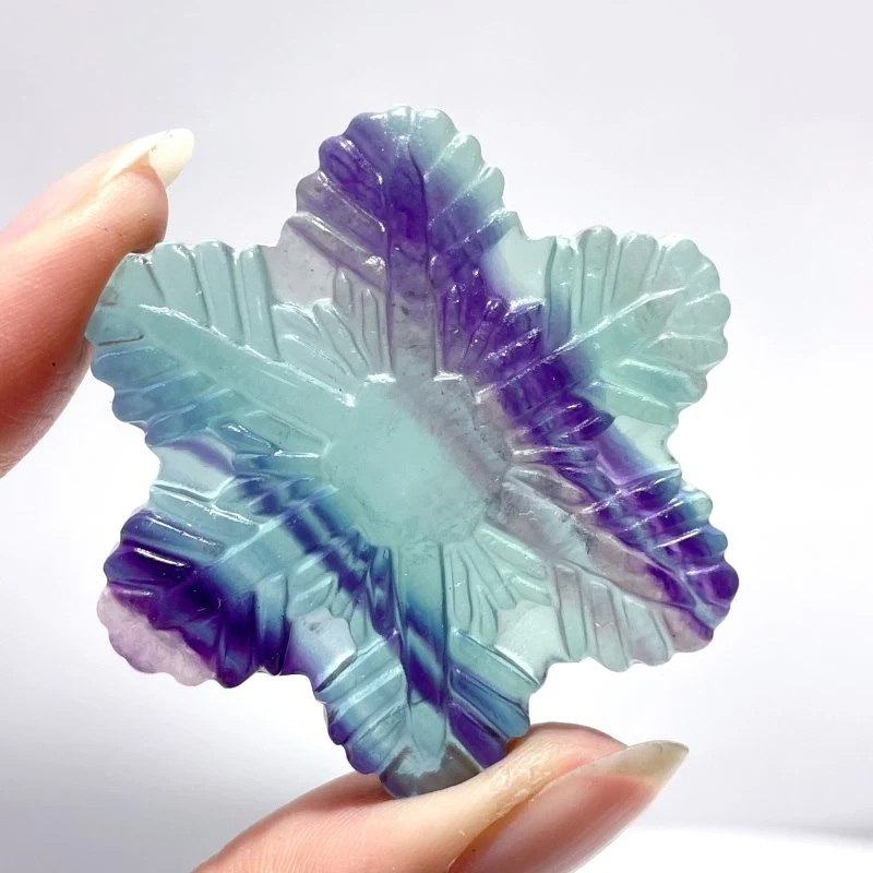 Rainbow Fluorite Snowflake Carving Wholesale