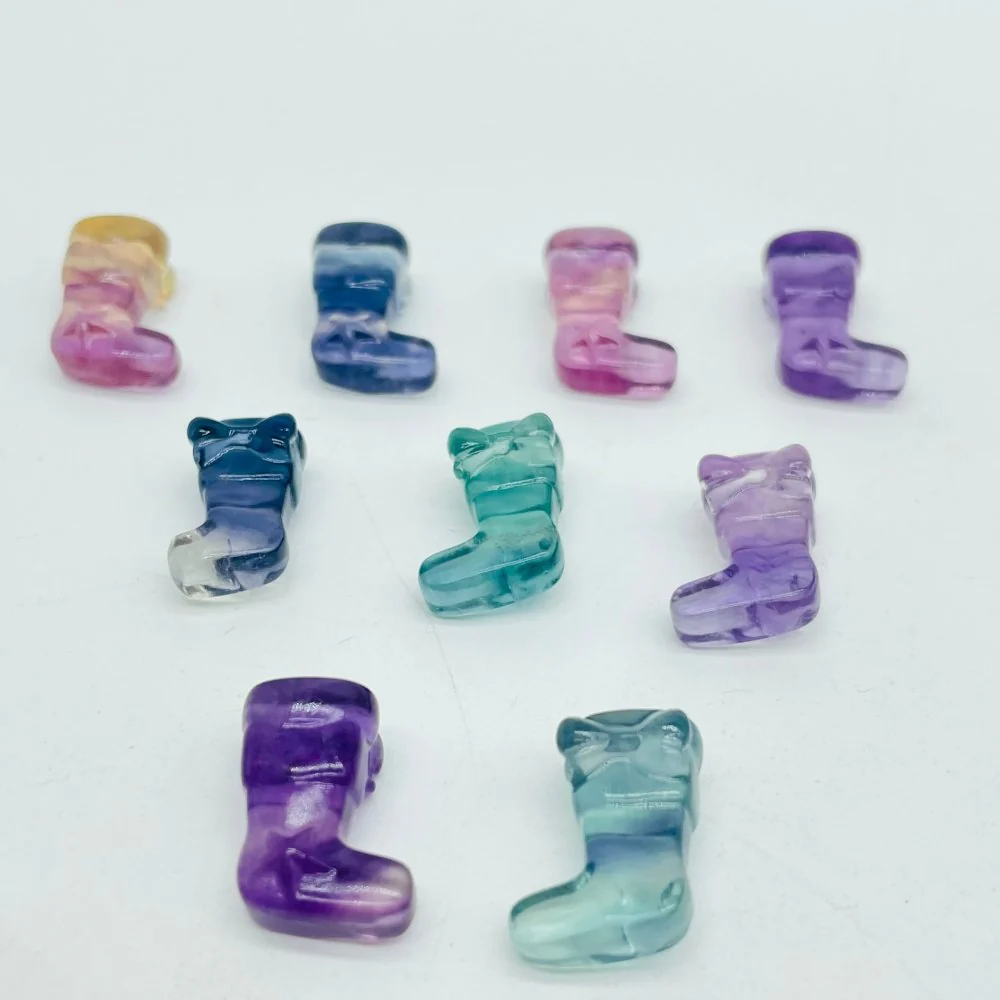 Rainbow Fluorite Sock Christmas Boots Carving Wholesale - Image 3