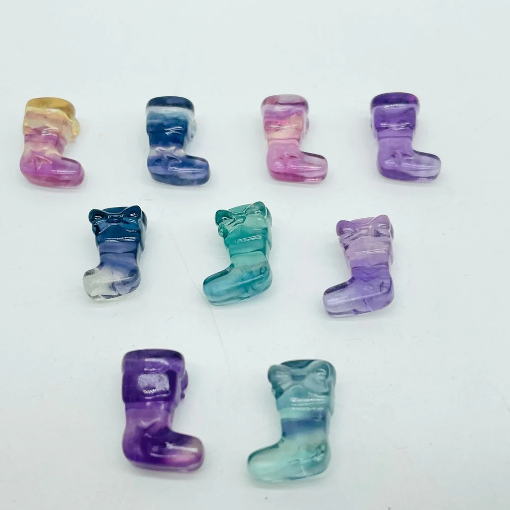 Rainbow Fluorite Sock Christmas Boots Carving Wholesale - Image 4