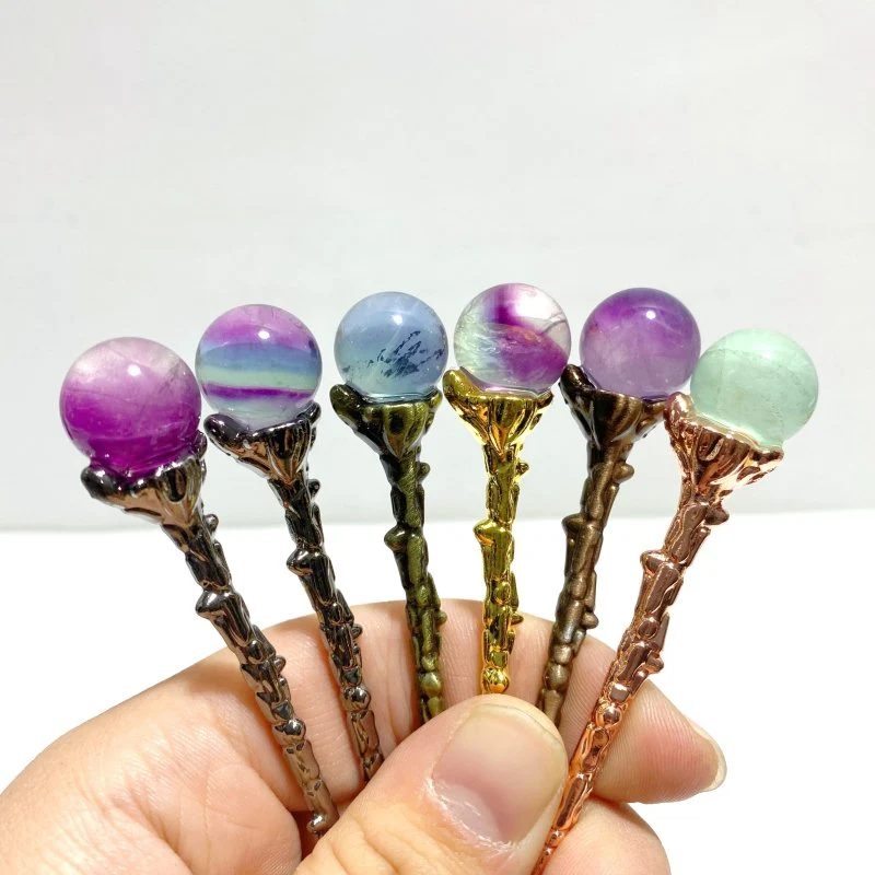 Colorful Fluorite Sphere Coffee Spoon Wholesale - Image 2