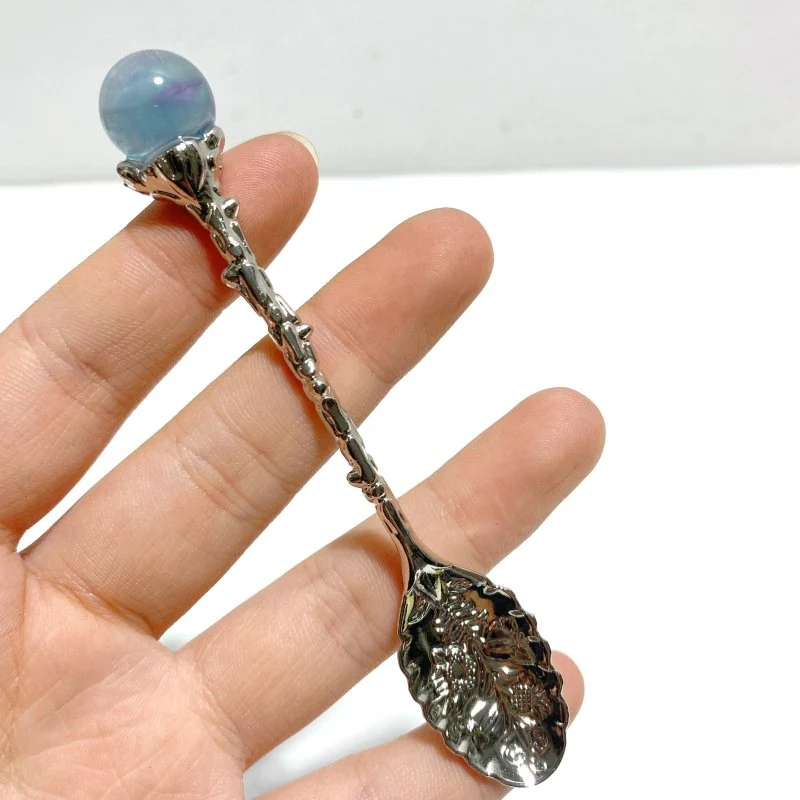 Colorful Fluorite Sphere Coffee Spoon Wholesale - Image 4