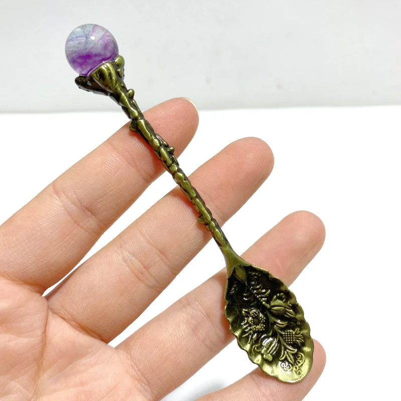 Colorful Fluorite Sphere Coffee Spoon Wholesale - Image 7