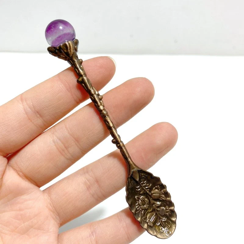 Colorful Fluorite Sphere Coffee Spoon Wholesale - Image 8