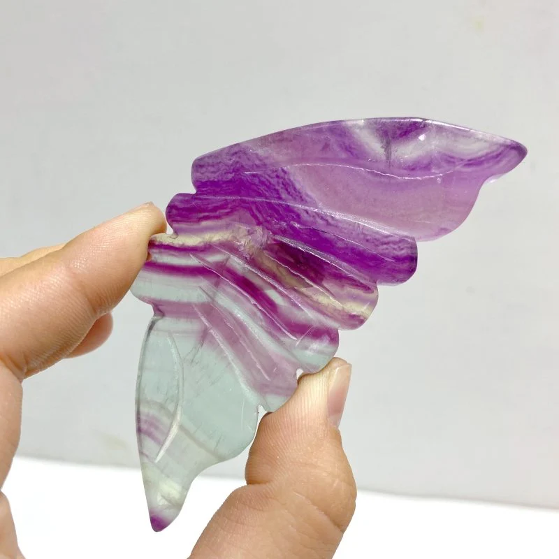 5 Pairs Rainbow Fluorite Symmetry Small Butterfly Wing With Stand - Image 8