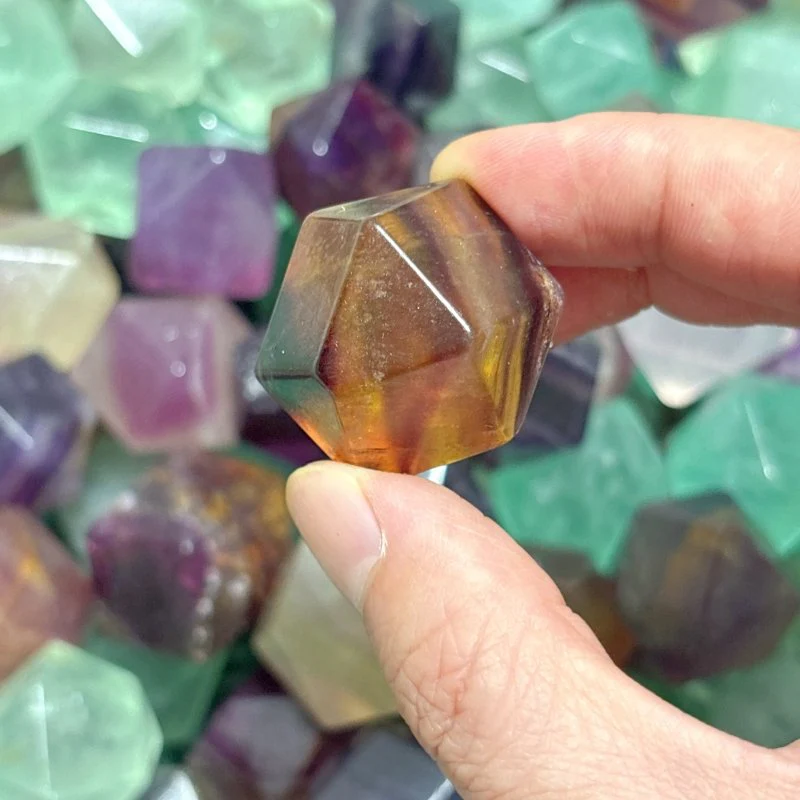 Rainbow Fluorite Tetradecahedron Shaped Tumbled Wholesale - Image 7