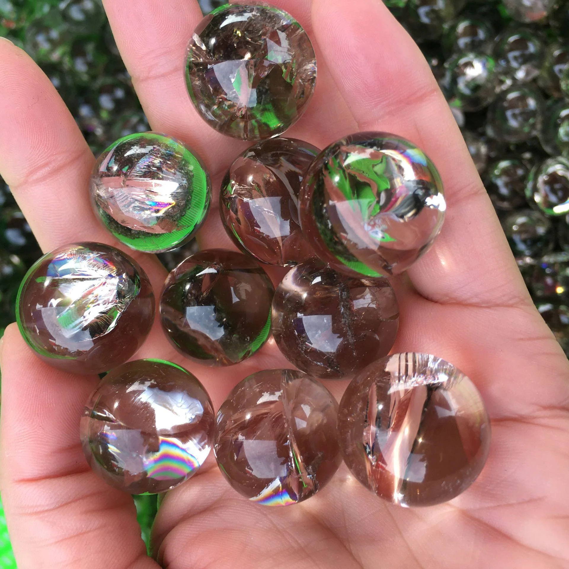 Small Smoky Quartz Spheres With Rainbow - Image 3