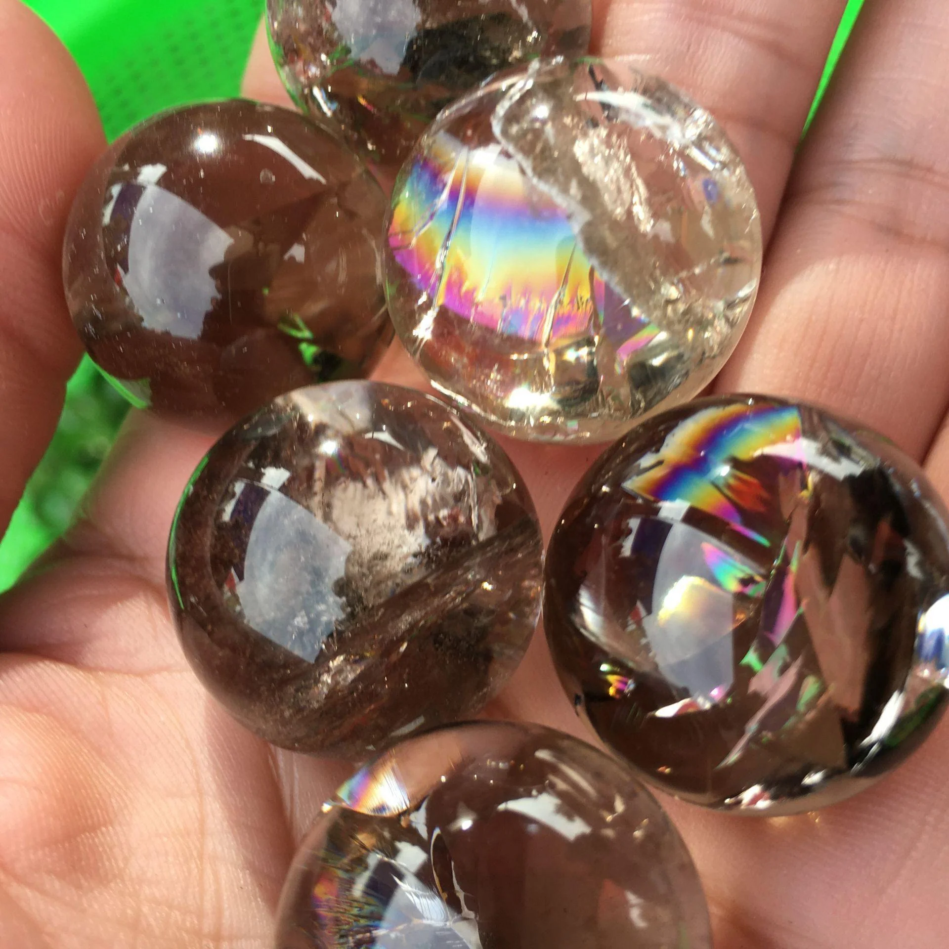 Small Smoky Quartz Spheres With Rainbow - Image 6