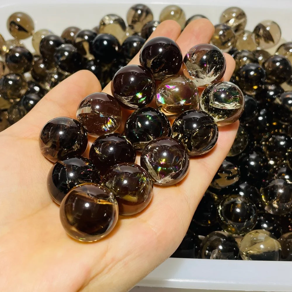 Small Smoky Quartz Spheres With Rainbow - Image 7