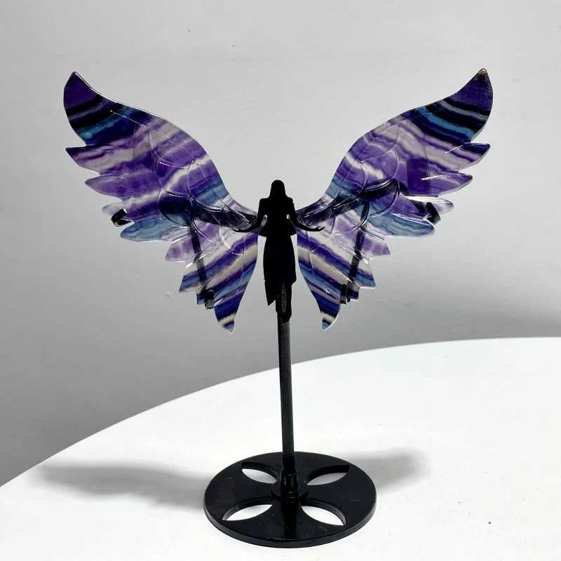 5 Pairs Rainbow Symmetry Fluorite Angel Wing With Stand - Image 2