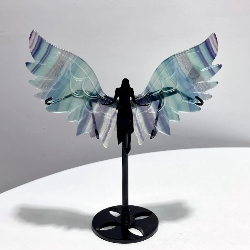 5 Pairs Rainbow Symmetry Fluorite Angel Wing With Stand - Image 4