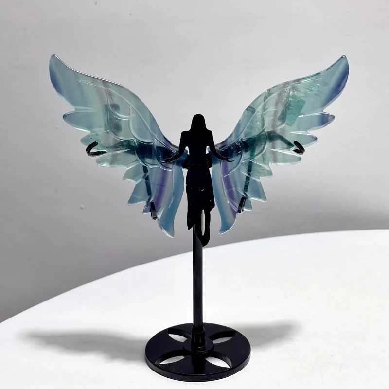 5 Pairs Rainbow Symmetry Fluorite Angel Wing With Stand - Image 5