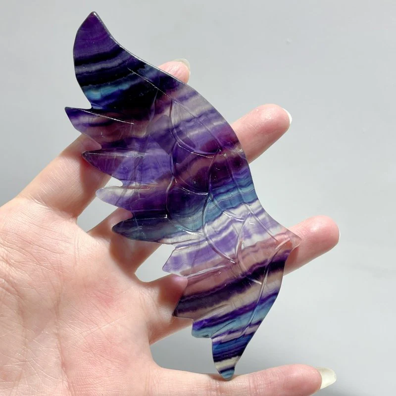 5 Pairs Rainbow Symmetry Fluorite Angel Wing With Stand - Image 8