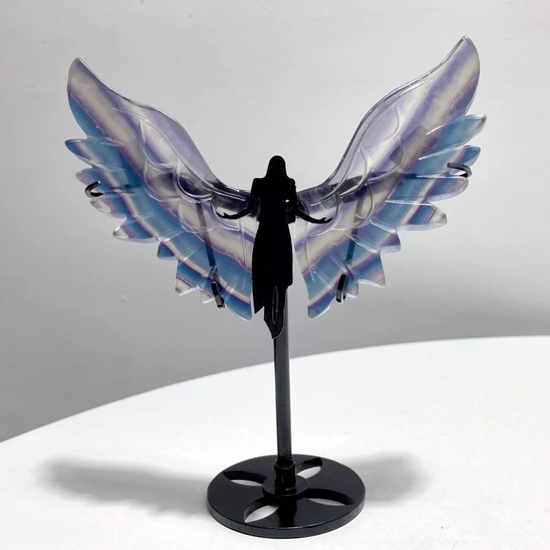 5 Pairs Rainbow Symmetry Fluorite Angel Wing With Stand - Image 9