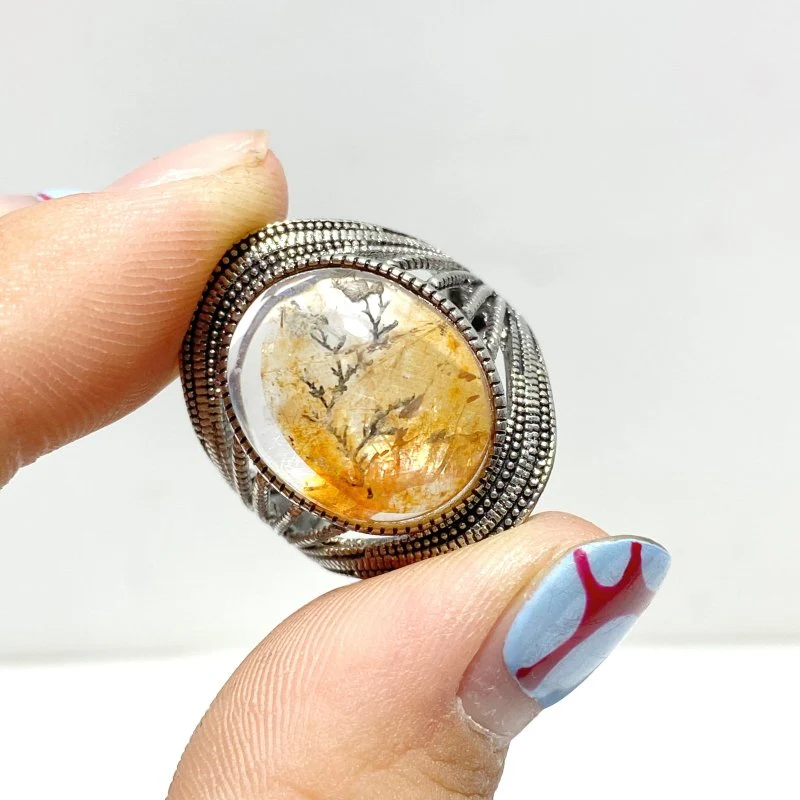 12 Pieces Rare Fire Quartz Dentritic Quartz Different Styles Ring - Image 4