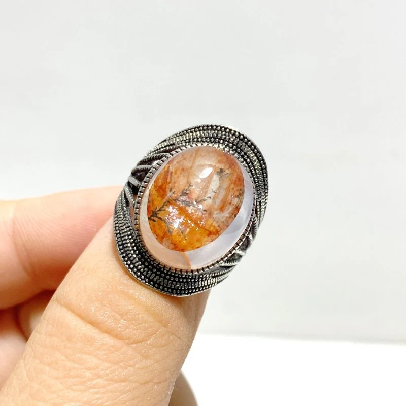 12 Pieces Rare Fire Quartz Dentritic Quartz Different Styles Ring - Image 6