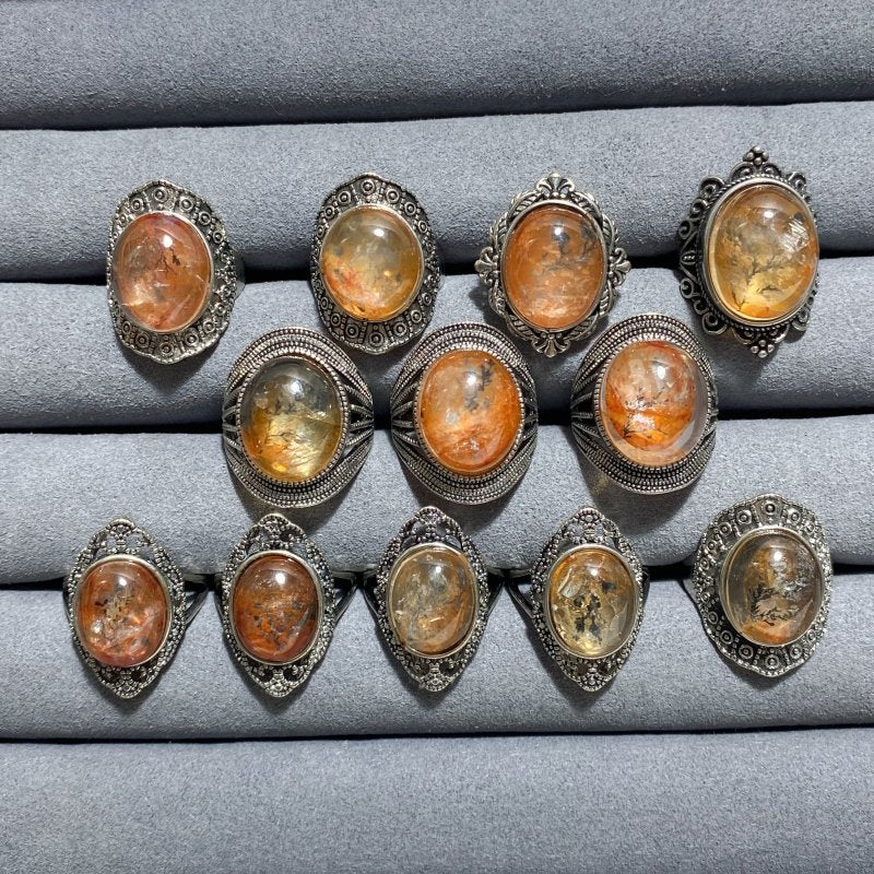 12 Pieces Rare Fire Quartz Dentritic Quartz Different Styles Ring - Image 7
