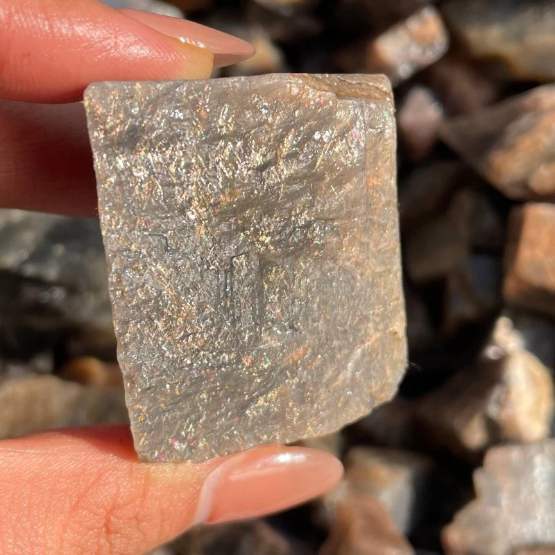Raw Black Rainbow Sun Stone With Hematite Rough Stone Wholesale - Image 2